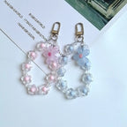 Acrylic Flower Beaded Keychain Pastel Translucent Floral Charm 2