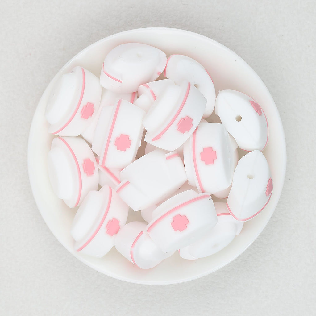 3D Colorful 3D Nurse Cap Silicone Focal Beads 20 Pcs