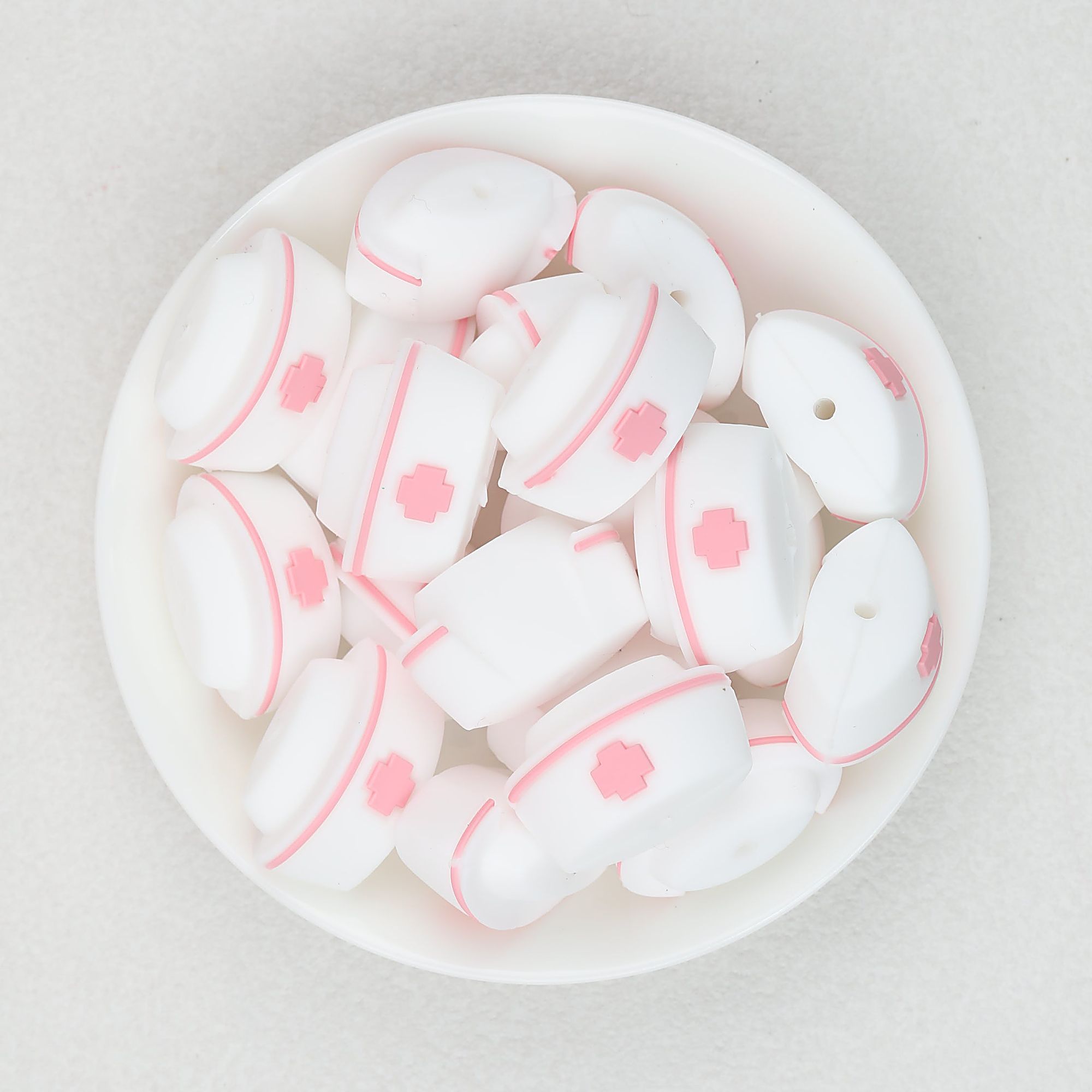 3D Colorful 3D Nurse Cap Silicone Focal Beads 20 Pcs