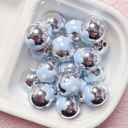 Hand-Painted Flower Heart Round Acrylic Beads 16mm 10pcs 3