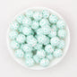 15mm Printed Leaf Pattern Silicone Round Beads 50pcs 3