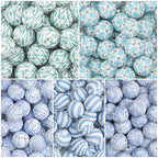 15mm Patterned Silicone Round Beads Geometric Printed Designs 50pcs
