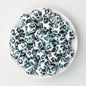 15mm Leopard Pattern Silicone Round Beads 50pcs - Snowball Leopard