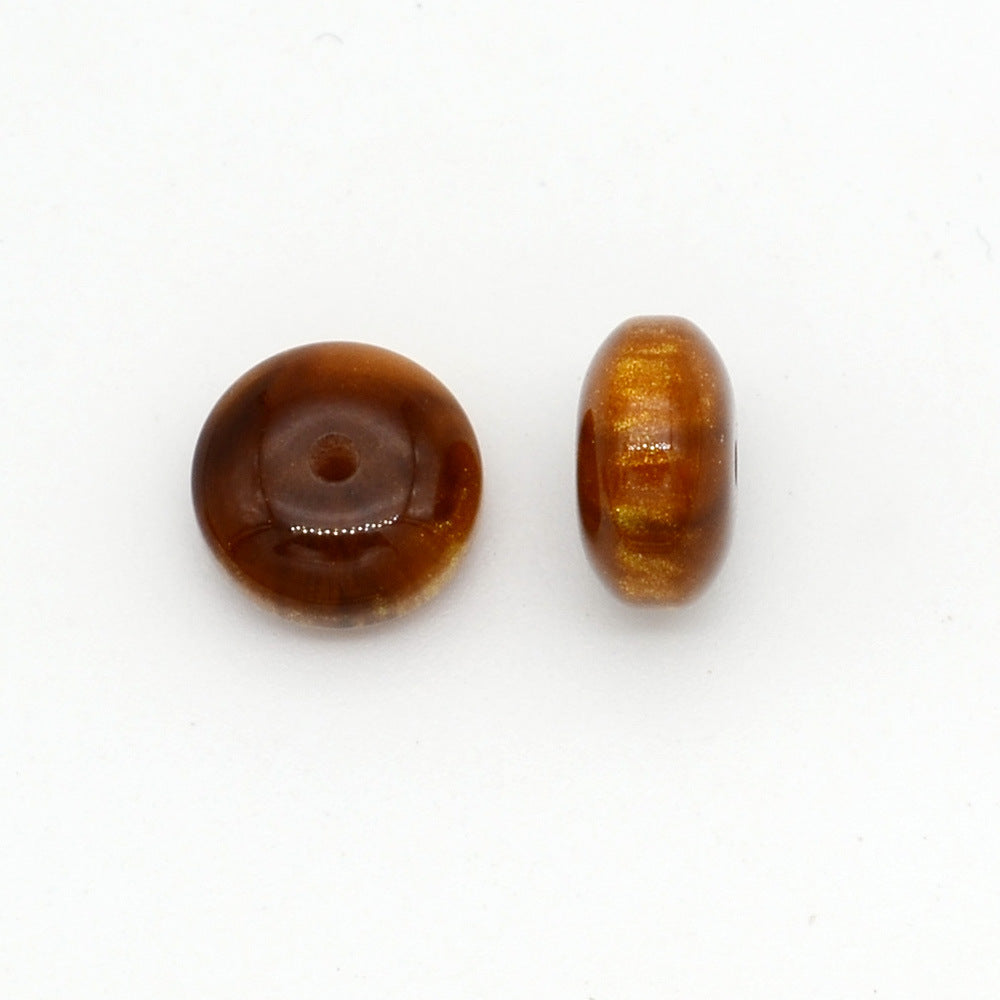 10mm Resin Rondelle Beads Imitation Gold Thread Amber 100pcs 4