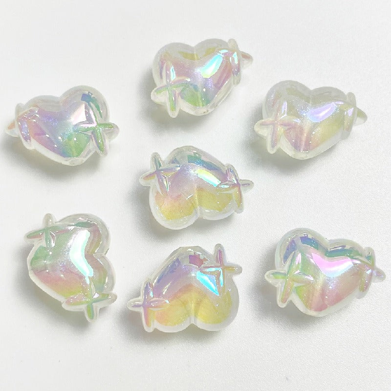 UV Finish Heart Star Acrylic Beads 14x20mm Glow In The Dark 50pcs 6