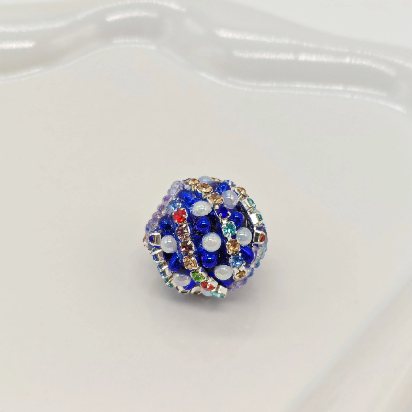 Wavy Rhinestone Beads 18mm Bubblegum Acrylic Multicolor 4pcs 15