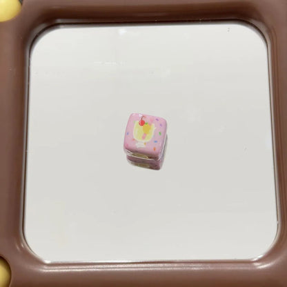 Square Acrylic Beads 14mm Tasty Snack Printed Pastel Colors 10pcs 6