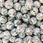 15mm Silicone Beads Blue Smiling Flower Rainbow Print 50pcs