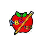 Silicone Focal Beads ABC Apple Holding Yellow Pencil 20pcs