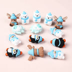 Silicone 3D Focal Beads Winter Theme Polar Bear Snow Monster Wearing Hats 20pcs 2