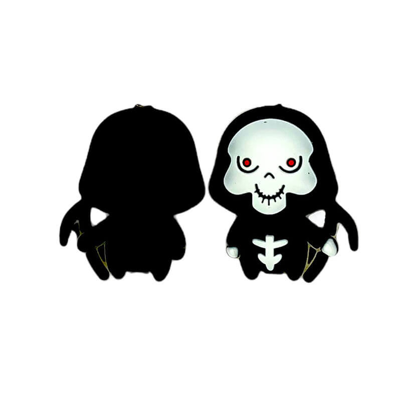 Silicone 3D Focal Beads Grim Halloween Ghost Skull Red Eyes Black Hood 1 pcs