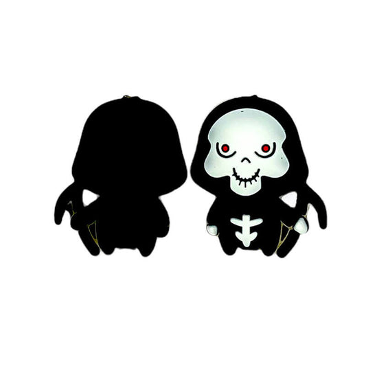 Silicone 3D Focal Beads Grim Halloween Ghost Skull Red Eyes Black Hood 1 pcs