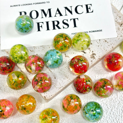 Floral Clear 16mm Resin Round Luminous Beads 10pcs 3
