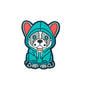 Silicone Focal Beads Bull Dogs Wearing Hoodies Pink and Turquoise Green 20 pcs 4