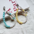 Acrylic Beaded Bow Keychain Colorful Glossy Pearl Accents 3