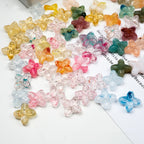 Vintage Clover Acrylic Beads 17mm Transparent Imitation Agate 100pcs