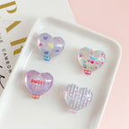 Decorative Heart Shaped 22mm Acrylic Beads with Double Sided Cherry Print 10pcs 3