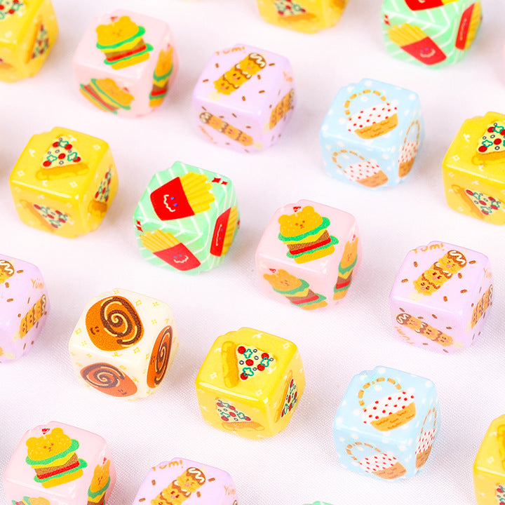 Burger Fries Printed Acrylic Square Beads 14mm Diagonal Hole 10pcs