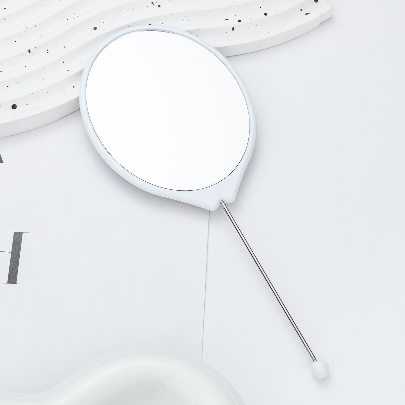 Beadable Plastic Mirror Handheld Oval