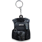 Acrylic Tactical Vest Police Cap Keychain Bold Yellow 226 Design 11