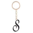 Metal Fashion Letter Keychain Black and Gold Script Design 23