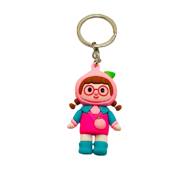 PVC Fruit Girl Keychain Soft Rubber Cartoon Character Charm 5