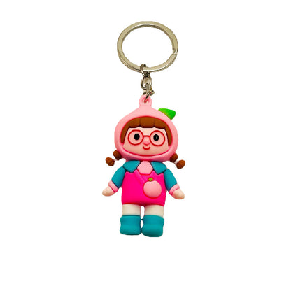 PVC Fruit Girl Keychain Soft Rubber Cartoon Character Charm 5