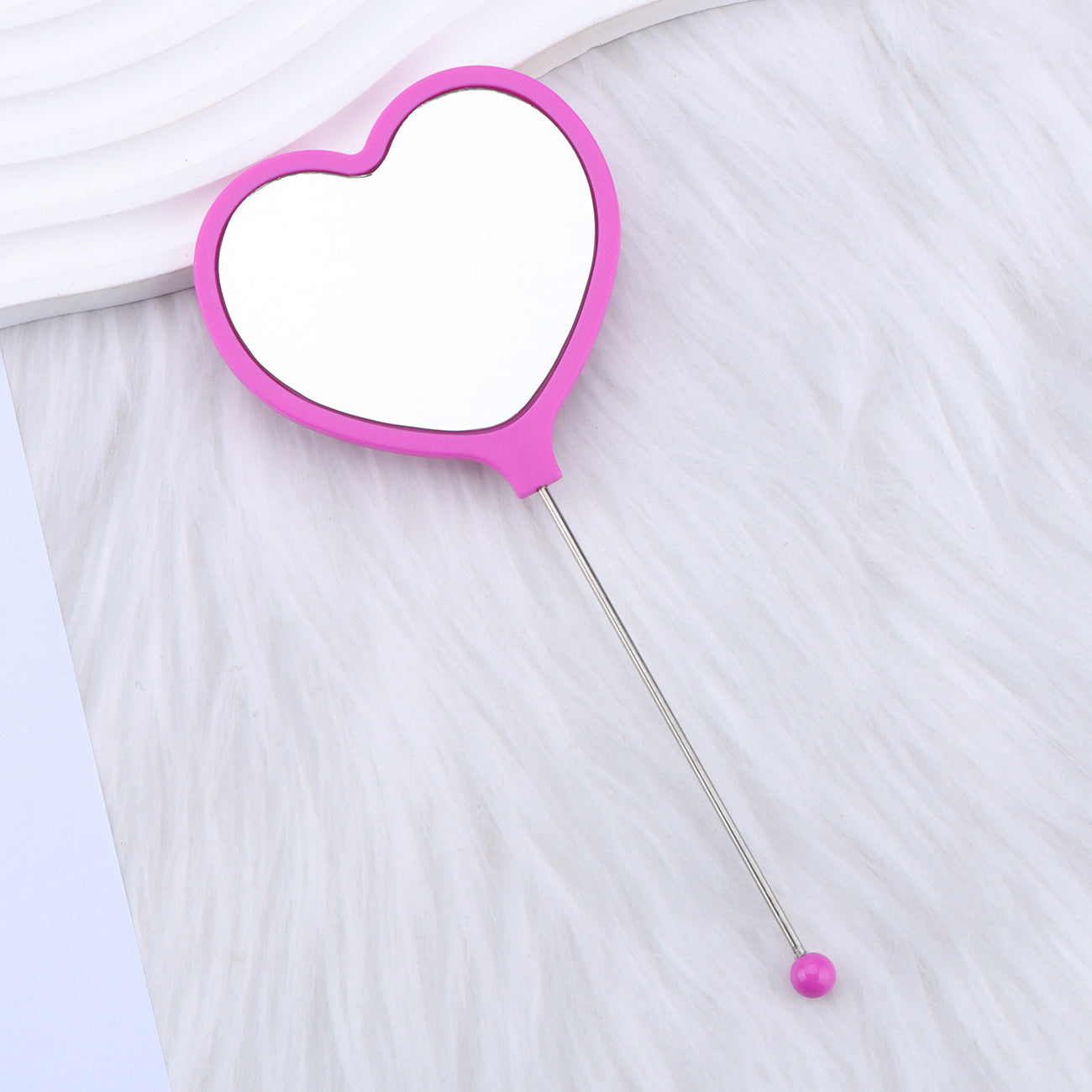 Beadable Plastic Mirrors Handheld Heart-shaped
