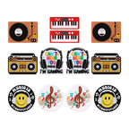 Silicone Focal Beads Music Themed Retro Radio and Smiley Face Circle Badge 7