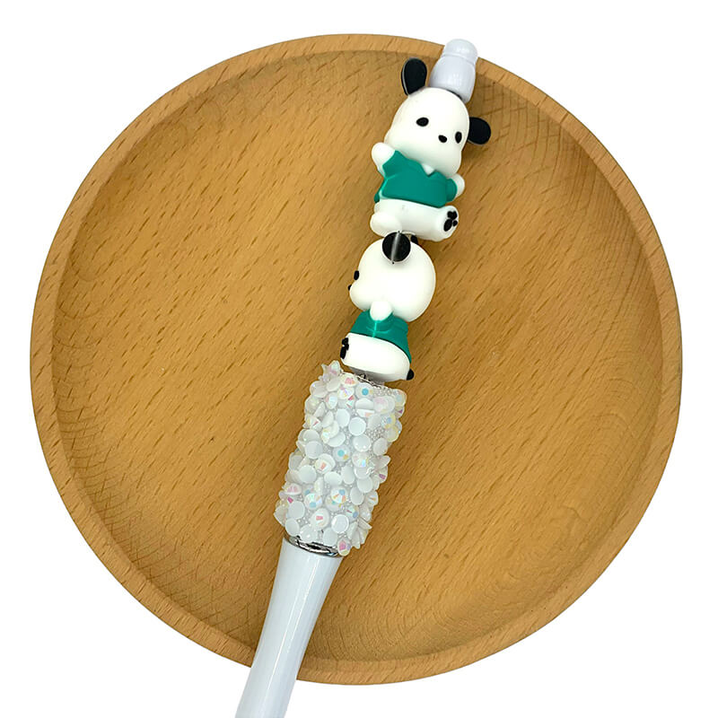 Silicone 3D Focal Beads Pochacco Dog Teal Shirt Floppy Ears 2