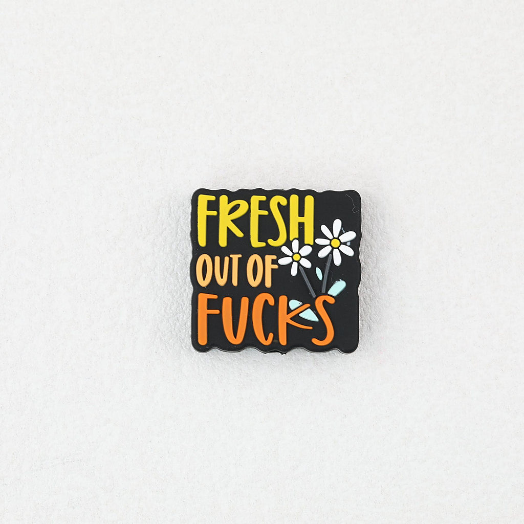Fresh Out Of Fucks Silicone Focal Beads Rectangular 20pcs