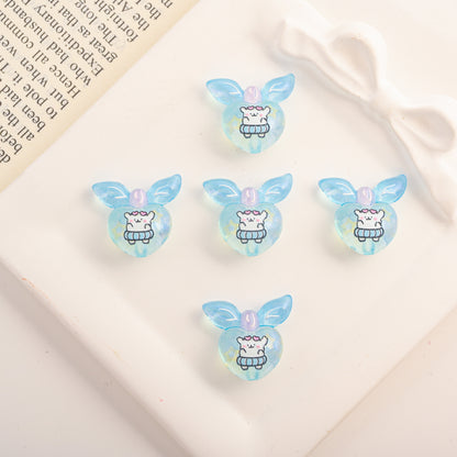 Cute Gradient Heart Shape Acrylic Beads with Bunny Prints 20pcs 7