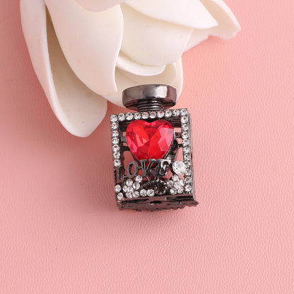 Fancy Alloy Perfume Bottle Charm Beads with Heart and Rhinestones 2pcs 24