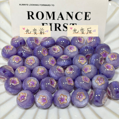 Luminous Color-Changing Resin Round Flower Beads 16mm 10pcs 12