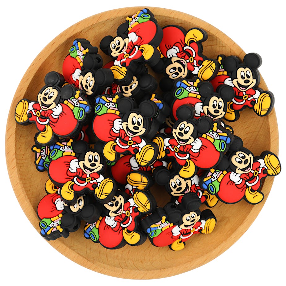 Silicone Focal Beads Christmas Mickey Carrying Gift Sack 20pcs 3