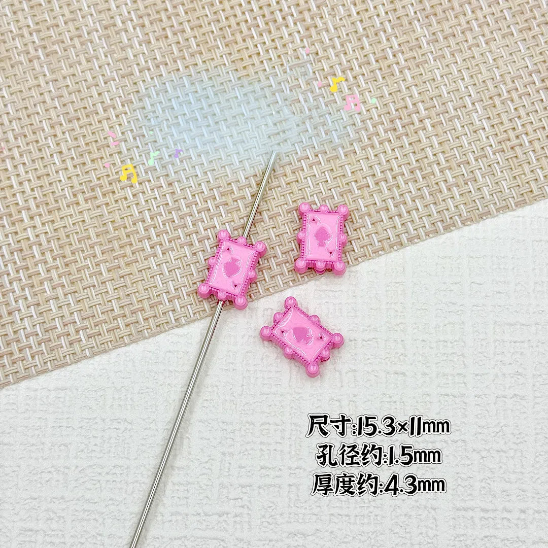 Baking Painted Poker Metal Beads 15mm Colorful Whimsical Design 10pcs 19