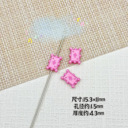 Baking Painted Poker Metal Beads 15mm Colorful Whimsical Design 10pcs 19