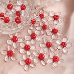 Transparent Colorful Flower Shaped Glass Beads 15x20mm 10pcs 3