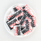 Dance Mom silicone focal beads Wholesale, Ballet Silhouette Red Script Black White