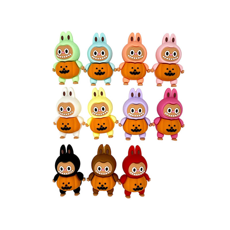 Silicone 3D Focal Beads Pumpkin Bunny Smiling Face Multi Color 20Pcs