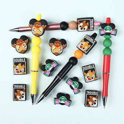 Silicone Focal Beads Disney Chipmunks Mickey Mouse Double Trouble Text 20pcs 7
