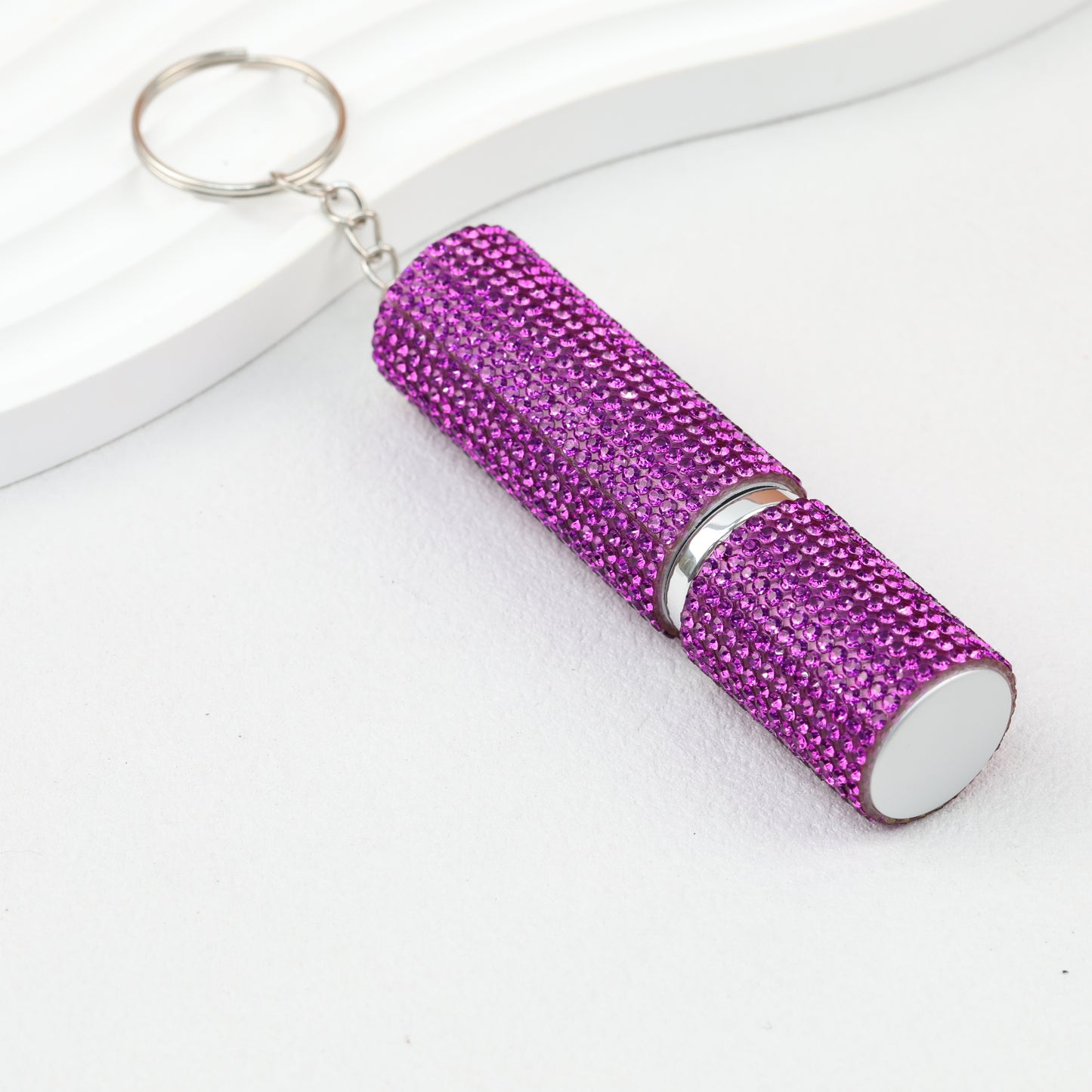 Rhinestone Perfume Spray Bottle Keychain Zinc Alloy 5ml Pink