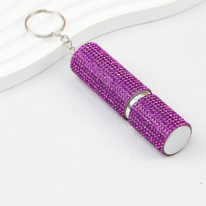 Rhinestone Perfume Spray Bottle Keychain Zinc Alloy 5ml Pink