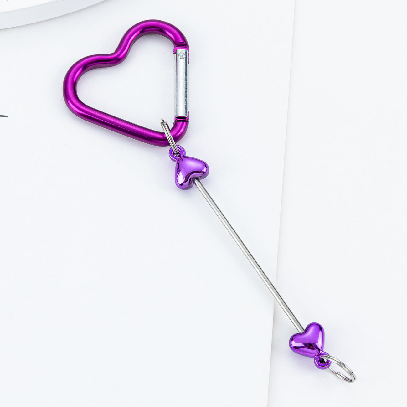 Beadable Metal Carabiners Heart-shaped With Bars