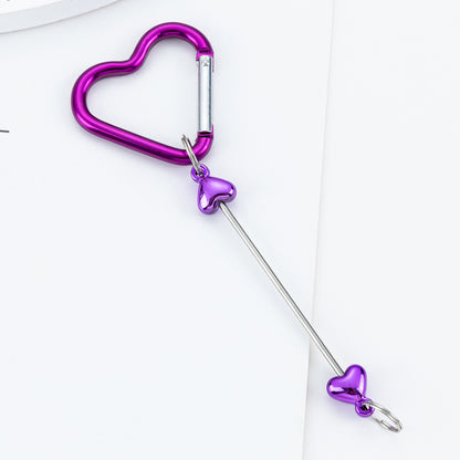 Beadable Metal Carabiners Heart-shaped With Bars