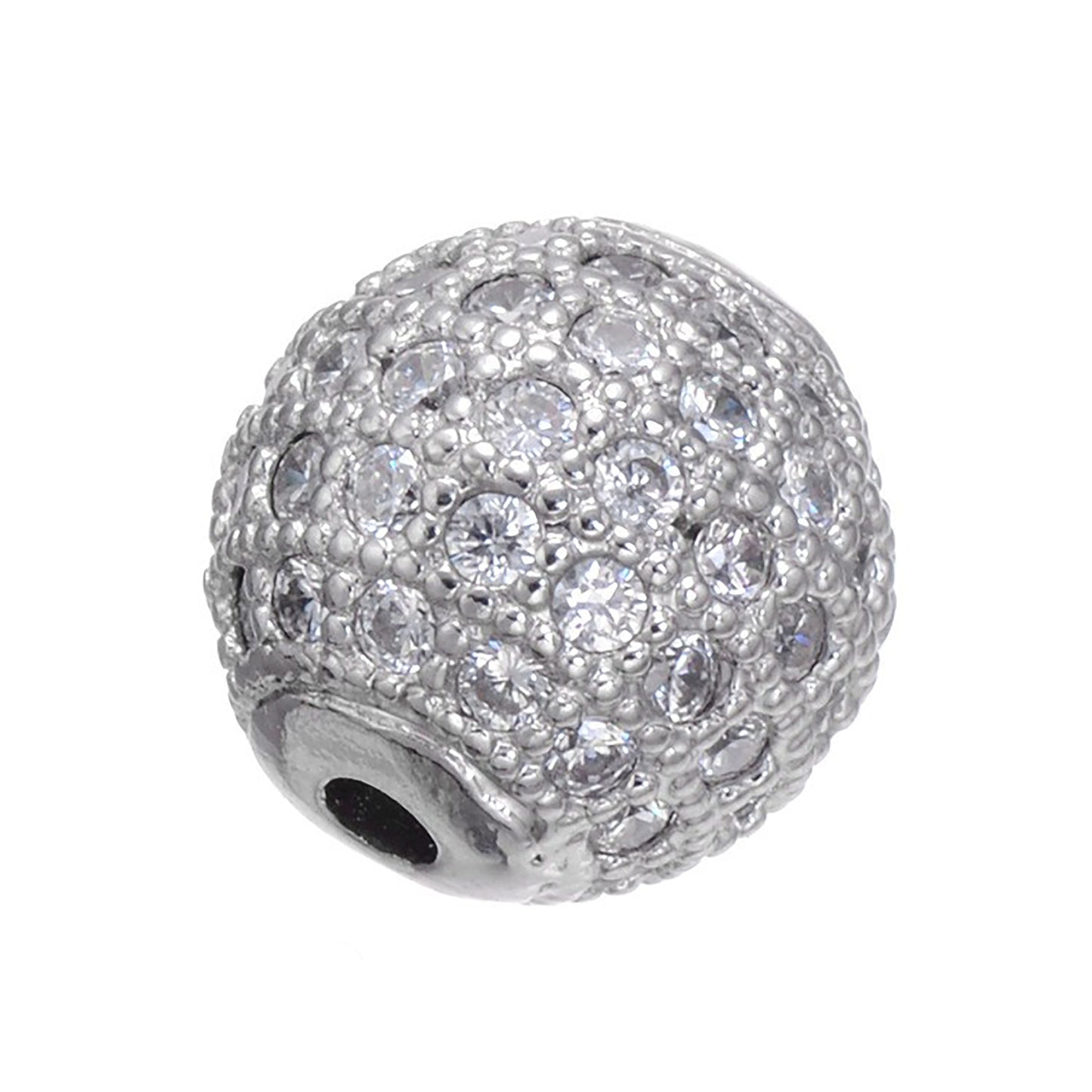 Fancy Zirconia Paved Round Brass Beads 14mm 5pcs 6