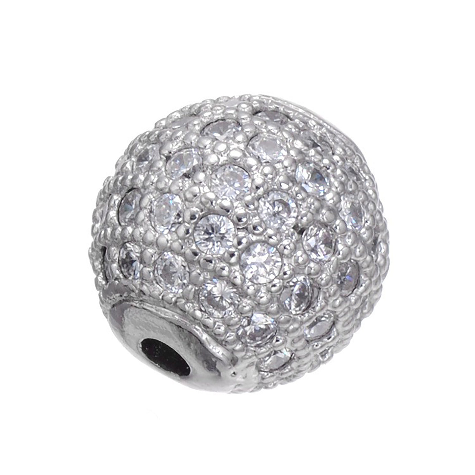 Fancy Zirconia Paved Round Brass Beads 14mm 5pcs 6
