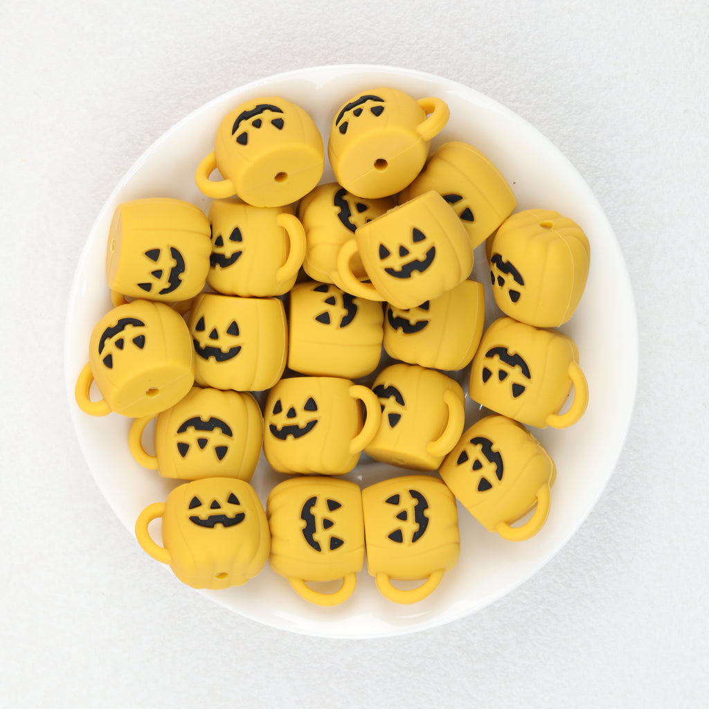  3D Thanksgiving Pumpkin Mug Silicone Focal Beads 20pcs 2