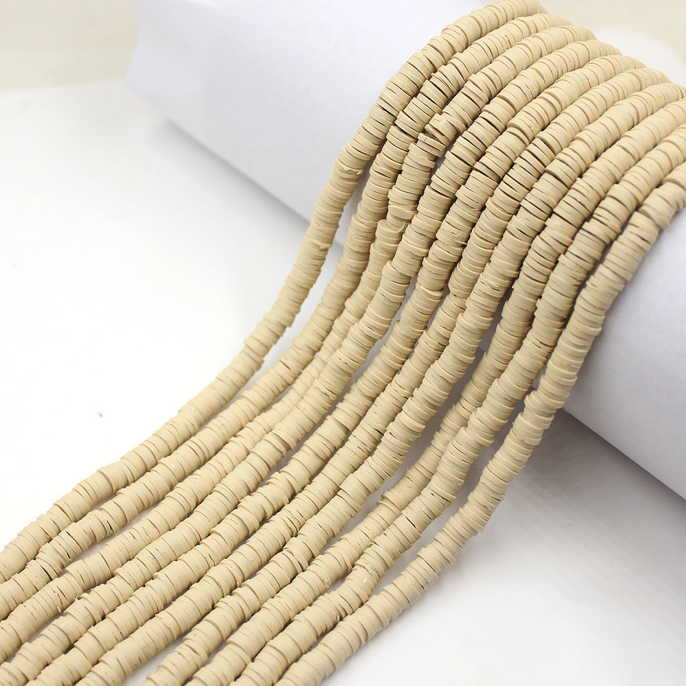 Flat Clay Beads 6mm Solid Color Smooth Polymer Disc 10strands 50