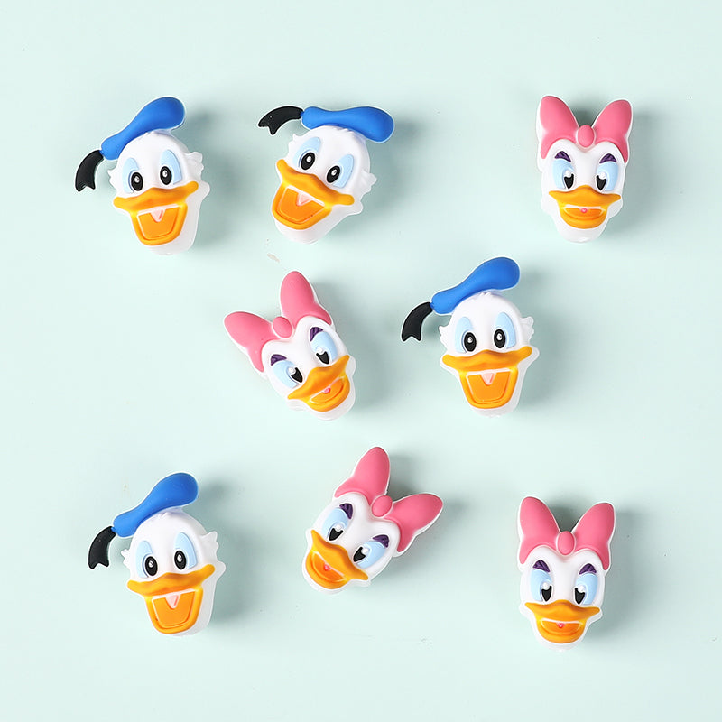 Silicone 3D Focal Beads Disney Donald Duck Daisy Side Profile 20pcs 3